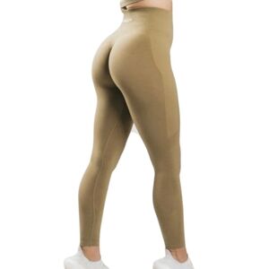 Alphalete Seamless Scrunch Butt Leggings XL Brown High Rise Gym Workout
